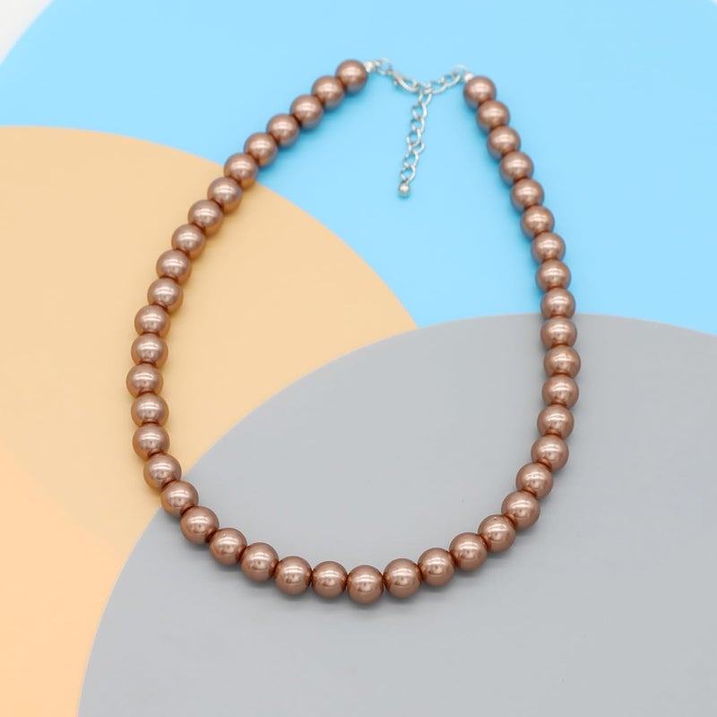 WEWE Pearl Choker Necklace for Women AAA+ Simulated Shell Pearl Necklace Strand Variety Of Colors 10mm Pearls Length 17 Inches - Image 5